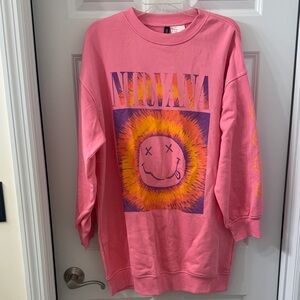 Pink Nirvana Graphic Sweatshirt dress